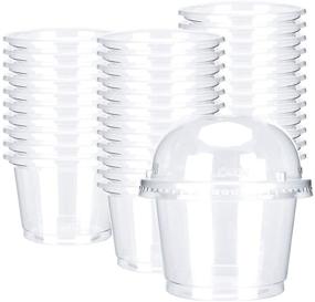 img 4 attached to 8oz Hot/Cold Disposable Plastic Cups with Dome Lids - 50 🥤 Sets - Ideal for Ice Cream, Snacks, Takeaway Food, Desserts, Fast Food, Soup