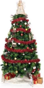 img 1 attached to 🎄 iPEGTOP 19.7ft Christmas Tinsel Twist Garland - Thick, Shiny, Sparkly Soft Party Hanging Tinsel Ornaments for Ceiling and Christmas Tree Decorations in Red