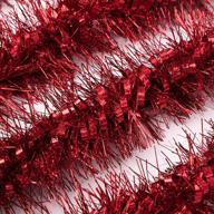🎄 ipegtop 19.7ft christmas tinsel twist garland - thick, shiny, sparkly soft party hanging tinsel ornaments for ceiling and christmas tree decorations in red logo