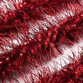 img 4 attached to 🎄 iPEGTOP 19.7ft Christmas Tinsel Twist Garland - Thick, Shiny, Sparkly Soft Party Hanging Tinsel Ornaments for Ceiling and Christmas Tree Decorations in Red