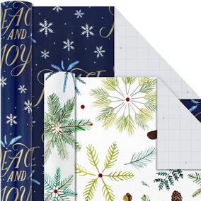 img 1 attached to 🎁 Hallmark Holiday Wrapping Paper Bundle: Elegant Woodland Design with Cut Lines, 4 Packs, 120 sq. ft. in Total