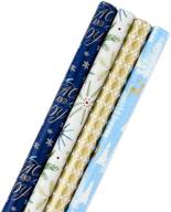🎁 hallmark holiday wrapping paper bundle: elegant woodland design with cut lines, 4 packs, 120 sq. ft. in total logo