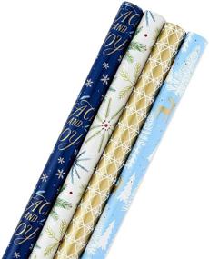 img 4 attached to 🎁 Hallmark Holiday Wrapping Paper Bundle: Elegant Woodland Design with Cut Lines, 4 Packs, 120 sq. ft. in Total
