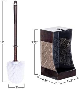 img 2 attached to 🚽 Dahlia Decorative Toilet Cleaning Bowl Brush with Holder - (4.25"x 4.25"x 14"H) Stylish Bowl Scrubber, Space-Saving Design, Contemporary Scrubbing Cleaner (Brown)