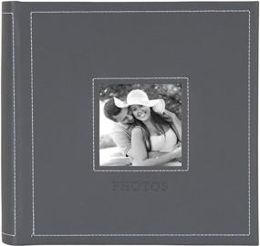 img 1 attached to SEO-Optimized Gray Debossed Faux Leather Photo Album Set by DesignOvation, 2up, 4 inches