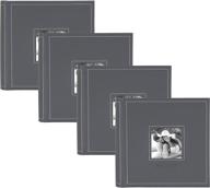seo-optimized gray debossed faux leather photo album set by designovation, 2up, 4 inches logo
