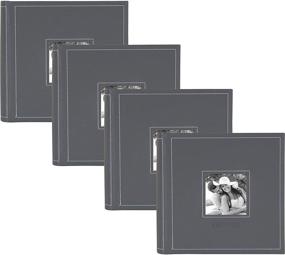 img 4 attached to SEO-Optimized Gray Debossed Faux Leather Photo Album Set by DesignOvation, 2up, 4 inches