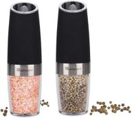 🧂 black electric salt and pepper grinder set- one hand operation, automatic gravity salt pepper grinders, pack of 2 logo