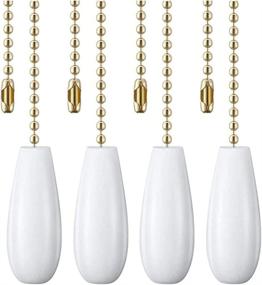 img 4 attached to 🔨 White Wooden Ceiling Fan Chain Pulls Set with Decorative Ornaments - 12 inches, Fan & Light Extension - Gold Finish - 4 Pack