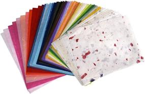 img 1 attached to 🎨 Mulberry Paper Stock 65: Handmade Tissue Mulberry Paper Sheets - Natural Fiber, 8.5 x 11-inch Design for Japanese Origami and Handcraft, Including Red, Green, Blue, and Yellow Colors