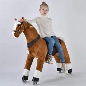 img 2 attached to 🐴 Ufree Large Mechanical Rocking Horse Toy - Bounce up and Down, Ride on Walking Pony - Ideal for Children (6+) and Adults - White Mane and Tail - Height: 44 Inch
