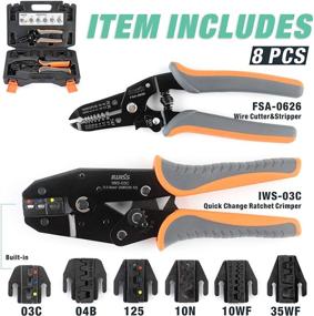 img 3 attached to 🔧 8-Piece IWISS Ratcheting Crimping Tool Set with Quick Exchange Jaw for Heat Shrink, Non-Insulated, Open Barrel, Insulated & Non-Insulated Ferrules AWG 20-2