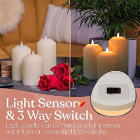 img 3 attached to 🕯️ Enhance Your Space with Battery Operated Night Light Candles: Set of 3 Flameless White Wax Flickering Electric Candles with Light Sensor