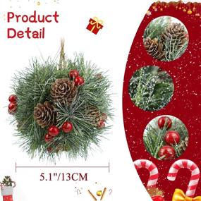 img 2 attached to 🎄 2PCS Doorway Mistletoe Ball Decorations - 5 inches Frosted Christmas Hanging Mistletoe Ornament with Pine Needle, Pine Cone, and Berries for Home Front Door, Outdoor Xmas Kissing Ball