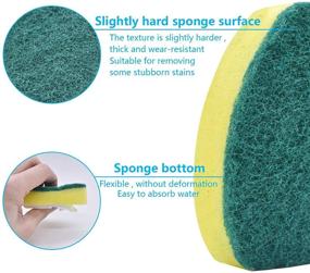 img 1 attached to 🧽 Green Heavy Duty Dish Sponges Wand Set: Kitchen Scrubber Sponge with 7 Refill Heads, Long Handle Dish Brush and Pot Scrub Sponge for Washing Bowls, Pots, and Sinks