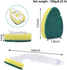 img 2 attached to 🧽 Green Heavy Duty Dish Sponges Wand Set: Kitchen Scrubber Sponge with 7 Refill Heads, Long Handle Dish Brush and Pot Scrub Sponge for Washing Bowls, Pots, and Sinks