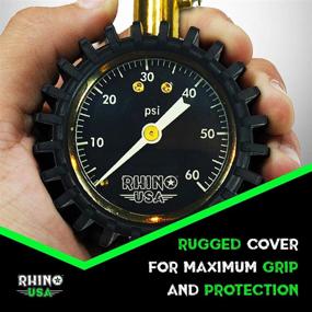 img 2 attached to 🚗 Rhino USA Heavy Duty Tire Pressure Gauge - ANSI B40.1 Certified, 2-Inch Easy Read Glow Dial, Durable Brass Hardware, Ideal for Cars, Trucks, Motorcycles, RVs (Compact, 60psi)