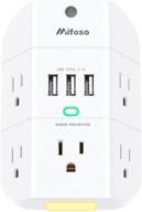 night light outlet extender - 5-outlet surge protector with 3 usb charging ports - power strip multi plug outlets wall adapter expander - 1800j - perfect for home, school, office логотип