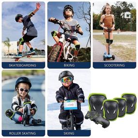 img 2 attached to 🟢 GTSBROS Kids/Youth Protective Gear Set | Knee Pads, Elbow Pads, and Wrist Guard with Adjustable Strap | Ideal for Roller Skates, Cycling, BMX Bike, Skateboard, Inline Skatings, Scooter Riding Sports | Green