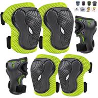 🟢 gtsbros kids/youth protective gear set | knee pads, elbow pads, and wrist guard with adjustable strap | ideal for roller skates, cycling, bmx bike, skateboard, inline skatings, scooter riding sports | green logo