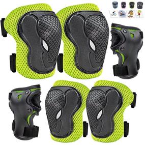 img 4 attached to 🟢 GTSBROS Kids/Youth Protective Gear Set | Knee Pads, Elbow Pads, and Wrist Guard with Adjustable Strap | Ideal for Roller Skates, Cycling, BMX Bike, Skateboard, Inline Skatings, Scooter Riding Sports | Green