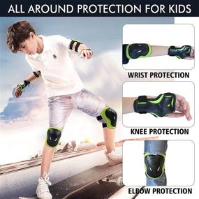 img 3 attached to 🟢 GTSBROS Kids/Youth Protective Gear Set | Knee Pads, Elbow Pads, and Wrist Guard with Adjustable Strap | Ideal for Roller Skates, Cycling, BMX Bike, Skateboard, Inline Skatings, Scooter Riding Sports | Green