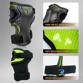 img 1 attached to 🟢 GTSBROS Kids/Youth Protective Gear Set | Knee Pads, Elbow Pads, and Wrist Guard with Adjustable Strap | Ideal for Roller Skates, Cycling, BMX Bike, Skateboard, Inline Skatings, Scooter Riding Sports | Green