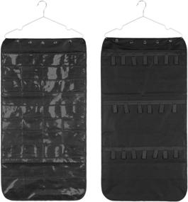 img 1 attached to 📿 Hanging Jewelry Organizer: Dual-Sided Closet Organizers for Earrings, Bracelets, Necklaces, Socks, and Pantyhose - Black, 40 Pockets & 20 Hook-and-Loop Tabs