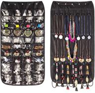 📿 hanging jewelry organizer: dual-sided closet organizers for earrings, bracelets, necklaces, socks, and pantyhose - black, 40 pockets & 20 hook-and-loop tabs логотип