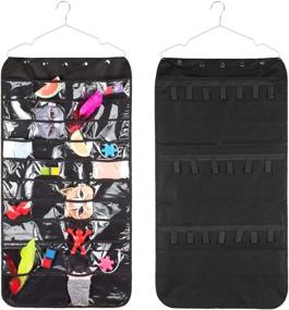 img 3 attached to 📿 Hanging Jewelry Organizer: Dual-Sided Closet Organizers for Earrings, Bracelets, Necklaces, Socks, and Pantyhose - Black, 40 Pockets & 20 Hook-and-Loop Tabs