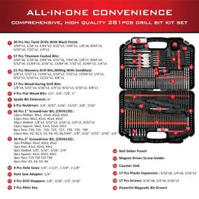 img 3 attached to 🔧 281-Pieces KingTool Drill Bit Set: Ultimate Screwdriver and Drill Bit Kit for Wood, Metal & Cement Drilling, Screw Driving - Comes in Plastic Carrying Case!