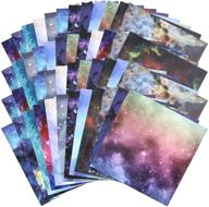 🌌 watercolor starry sky scrapbook paper pack- 48 pieces, 12 styles- craft, diy and scrapbooking supplies- 6 x 6 inch cardstock- holiday photo album crafts making logo