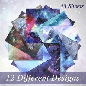 img 2 attached to 🌌 Watercolor Starry Sky Scrapbook Paper Pack- 48 Pieces, 12 Styles- Craft, DIY and Scrapbooking Supplies- 6 x 6 Inch Cardstock- Holiday Photo Album Crafts Making