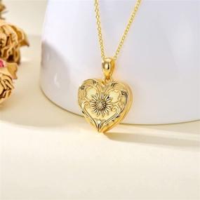 img 3 attached to 🌻 Customized Sterling Silver/Gold Soulmate Locket Necklace with Sunflower Rose Design, Heart-Shaped Locket for Photo Keepsake, Personalized Jewelry for Keeping Loved Ones Close