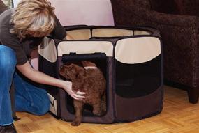 img 1 attached to 🐾 Pet Gear Travel Lite Portable Play Pen/Soft Crate: Removable Shade Top, Easy-Fold, Durable 600D Fabric - Perfect for Dogs, Cats, Rabbits - Indoor/Outdoor Use - 3 Sizes - Sahara 29-inch