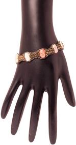 img 1 attached to Exquisite Richera Pink and Ivory Glass Beads: Gold Metal Accents, Adjustable Brown Cotton Chord