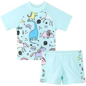 img 4 attached to 🐢 Blue Turtle Toddler Swimsuit Rashguard for Boys - XFGIRLS Swimwear