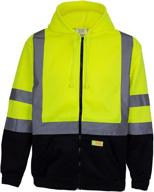 👕 new york hi-viz workwear h9012 men's ansi class 3 high visibility sweatshirt - full zip hooded, lightweight, black bottom (set of 2, size s), lime логотип