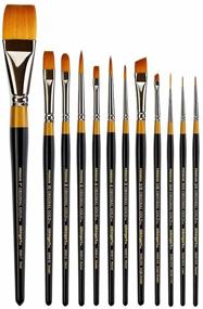 img 1 attached to Enhance Your Craftsmanship with KINGART Original Gold, Golden Taklon Brushes - Set of 12
