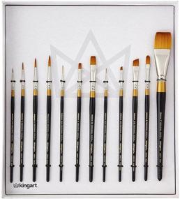img 4 attached to Enhance Your Craftsmanship with KINGART Original Gold, Golden Taklon Brushes - Set of 12