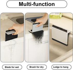 img 2 attached to 🧽 Versatile Mini Sink Squeegee and Countertop Brush Combo: Ideal for Kitchen, Bathroom, and Car Window Cleaning (Black)