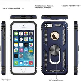 img 2 attached to 📱 LeYi iPhone SE Case (2016), iPhone 5s Case, iPhone 5 Case - Military-Grade Armor Full-Body Phone Cover with 360° Rotating Holder Kickstand - Blue