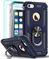 📱 leyi iphone se case (2016), iphone 5s case, iphone 5 case - military-grade armor full-body phone cover with 360° rotating holder kickstand - blue logo