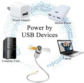 img 1 attached to ⏰ Портативный USB-вентилятор с светодиодными часами от SAYTAY - Мини-USB вентилятор с гусеничной шейкой для офиса, дома и путешествий - Эффективное решение для охлаждения.