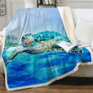 🐢 sviuse turtle blanket throw sea - 3d turtles kids sherpa blanket for turtle lovers - plush fleece abstract tortoise blue sea animals blanket - perfect gifts for couch, bed, chair, office, sofa (50" x 60", turtle 1) logo