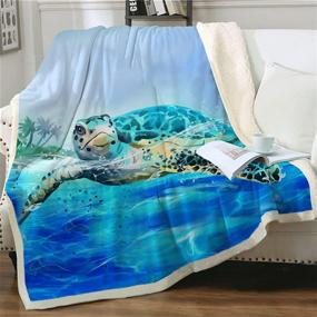 img 4 attached to 🐢 Sviuse Turtle Blanket Throw Sea - 3D Turtles Kids Sherpa Blanket for Turtle Lovers - Plush Fleece Abstract Tortoise Blue Sea Animals Blanket - Perfect Gifts for Couch, Bed, Chair, Office, Sofa (50" x 60", Turtle 1)