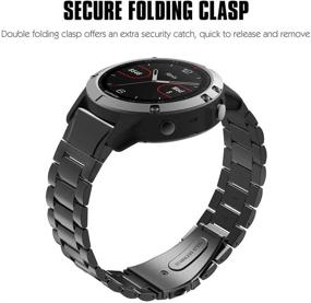 img 2 attached to 💪 MoKo Band Compatible with Garmin Fenix 5 Quick Fit 22mm Stainless Steel Watch Band - Black