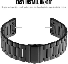 img 1 attached to 💪 MoKo Band Compatible with Garmin Fenix 5 Quick Fit 22mm Stainless Steel Watch Band - Black