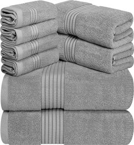 img 4 attached to 🔔 Utopia Towels - 600 GSM 8-Piece Premium Towel Set: Luxurious 100% Ring Spun Cotton, Super Soft, Highly Absorbent in Grey