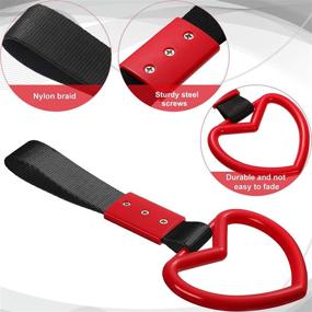 img 2 attached to 🖤 Set of 4 Heart-Shaped Car Hand Strap Decorative Warning Loops - TGFOF Tsurikawa Ring with Screwdriver for Car Interior and Exterior Decoration - Rear Bumper Warning Ring for Subway/Bus Heart Handle Strap